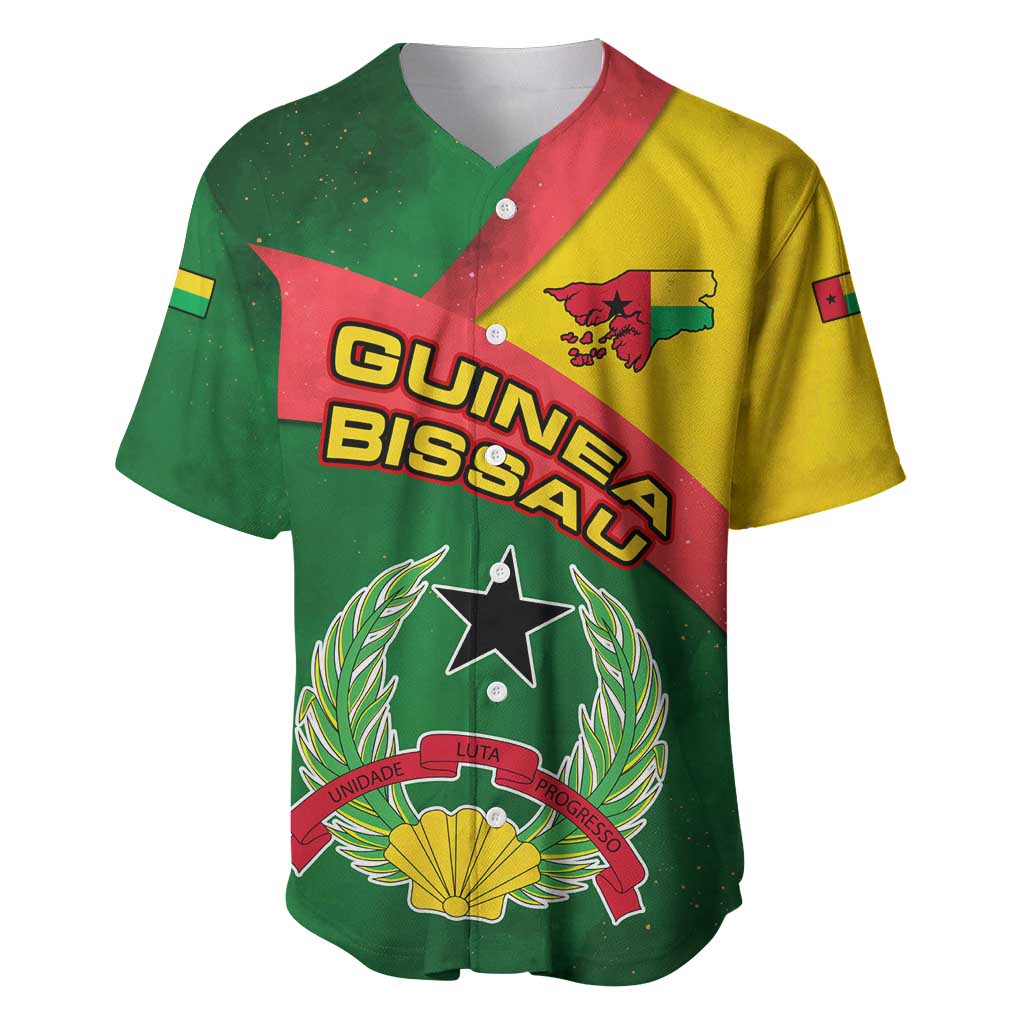 Guinea Bissau Baseball Jersey with Green Yellow Red Swirl Design - Wonder Print Shop
