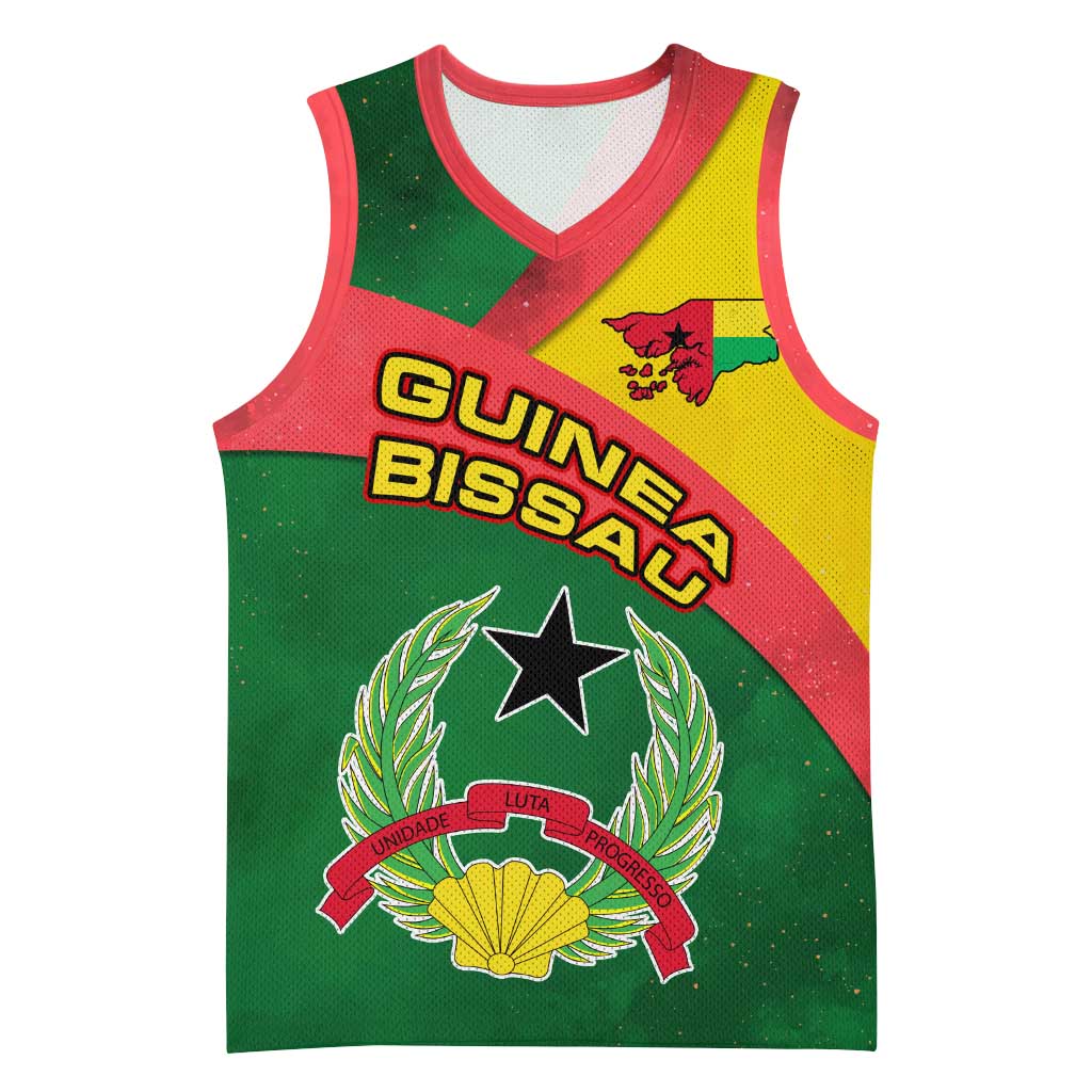 Guinea Bissau Basketball Jersey with Green Yellow Red Swirl Design - Wonder Print Shop