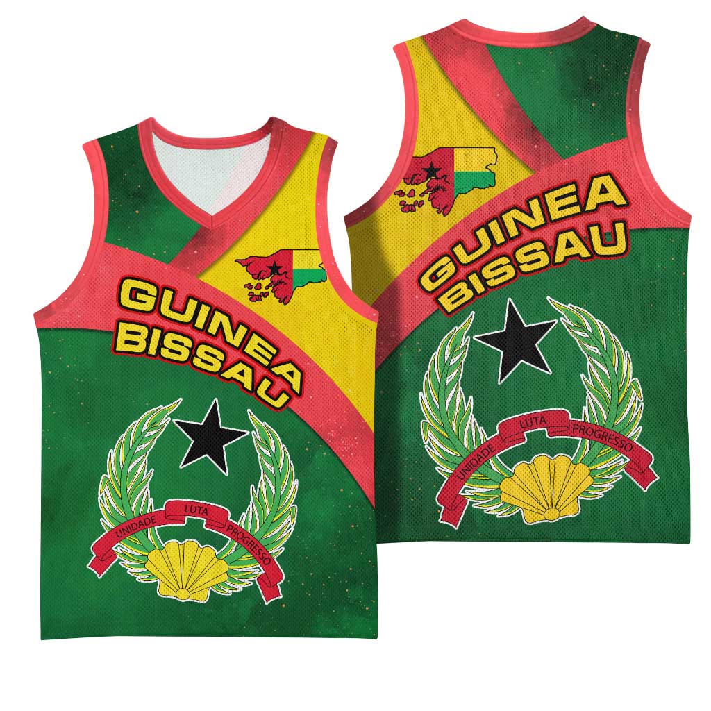 Guinea Bissau Basketball Jersey with Green Yellow Red Swirl Design - Wonder Print Shop