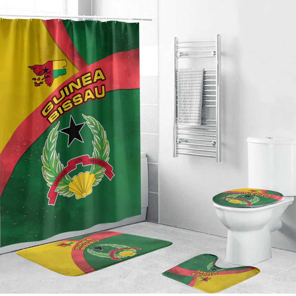 Guinea Bissau Bathroom Set with Green Yellow Red Swirl Design - Wonder Print Shop