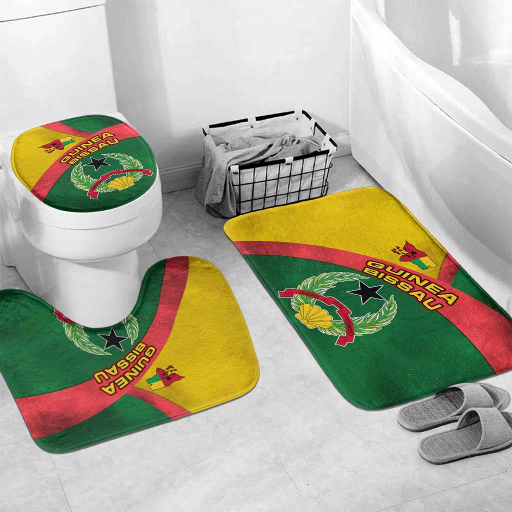 Guinea Bissau Bathroom Set with Green Yellow Red Swirl Design - Wonder Print Shop