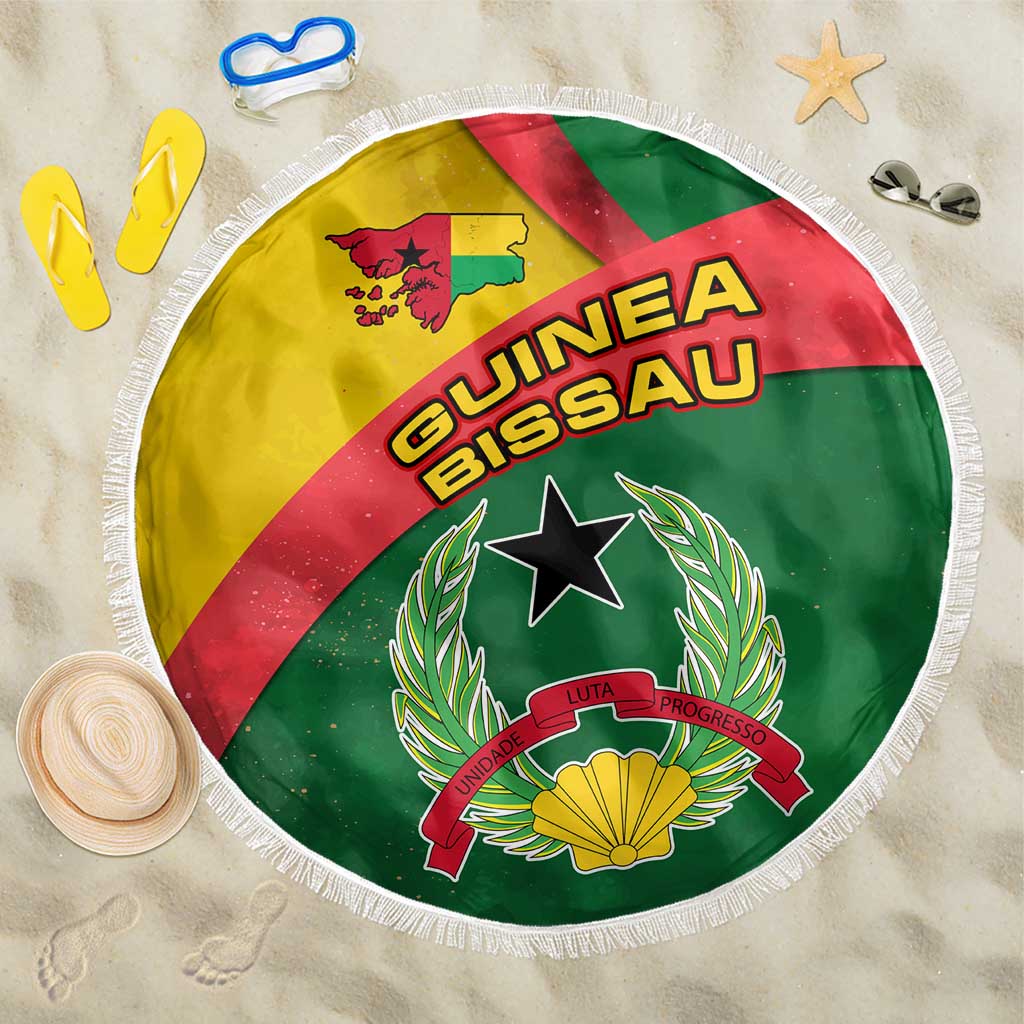 Guinea Bissau Beach Blanket with Green Yellow Red Swirl Design - Wonder Print Shop