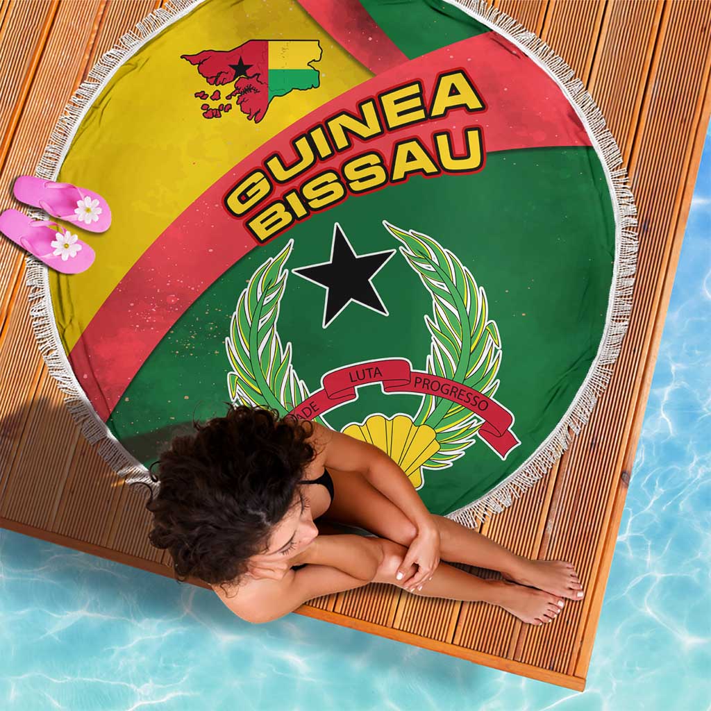 Guinea Bissau Beach Blanket with Green Yellow Red Swirl Design - Wonder Print Shop