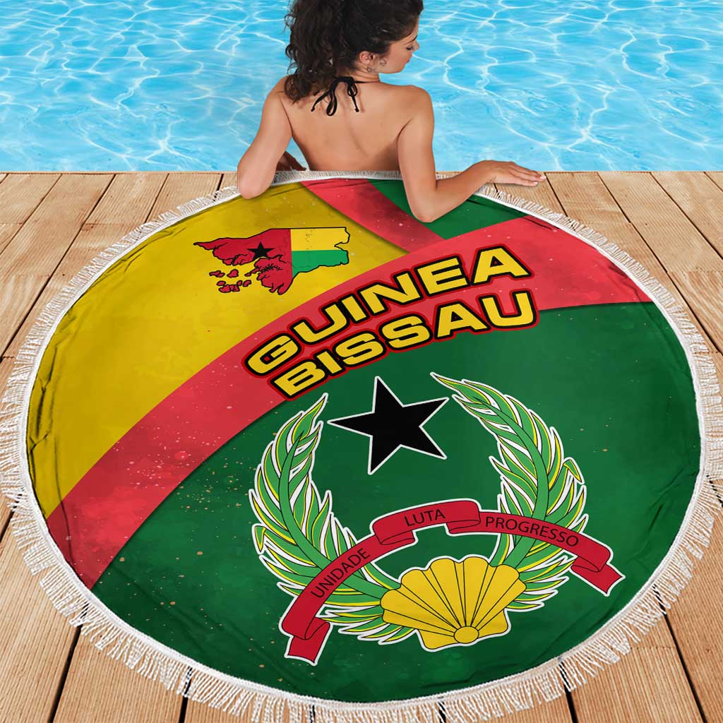 Guinea Bissau Beach Blanket with Green Yellow Red Swirl Design - Wonder Print Shop