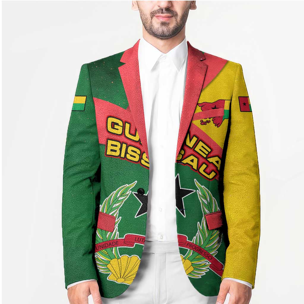 Guinea Bissau Blazer with Green Yellow Red Swirl Design - Wonder Print Shop