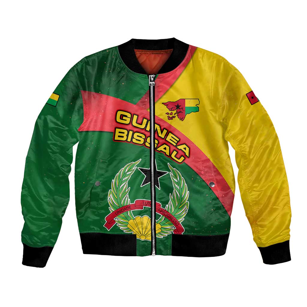 Guinea Bissau Bomber Jacket with Green Yellow Red Swirl Design - Wonder Print Shop