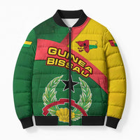 Guinea Bissau Bomber Puffer Jacket with Green Yellow Red Swirl Design - Wonder Print Shop