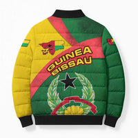 Guinea Bissau Bomber Puffer Jacket with Green Yellow Red Swirl Design - Wonder Print Shop