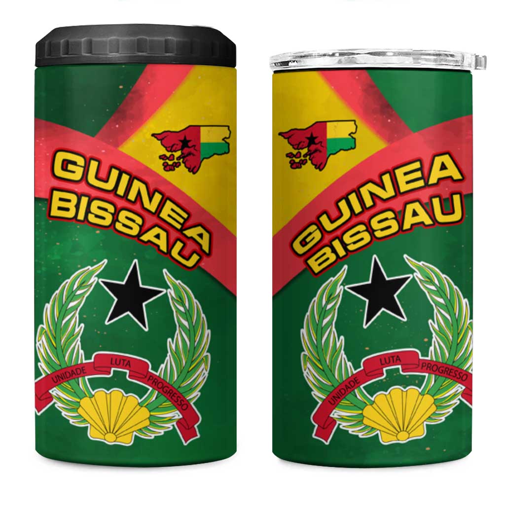Guinea Bissau 4 in 1 Can Cooler Tumbler with Green Yellow Red Swirl Design - Wonder Print Shop