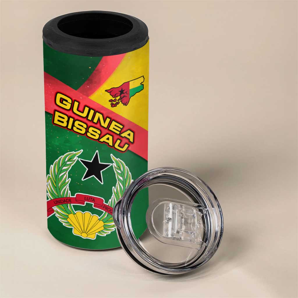 Guinea Bissau 4 in 1 Can Cooler Tumbler with Green Yellow Red Swirl Design - Wonder Print Shop