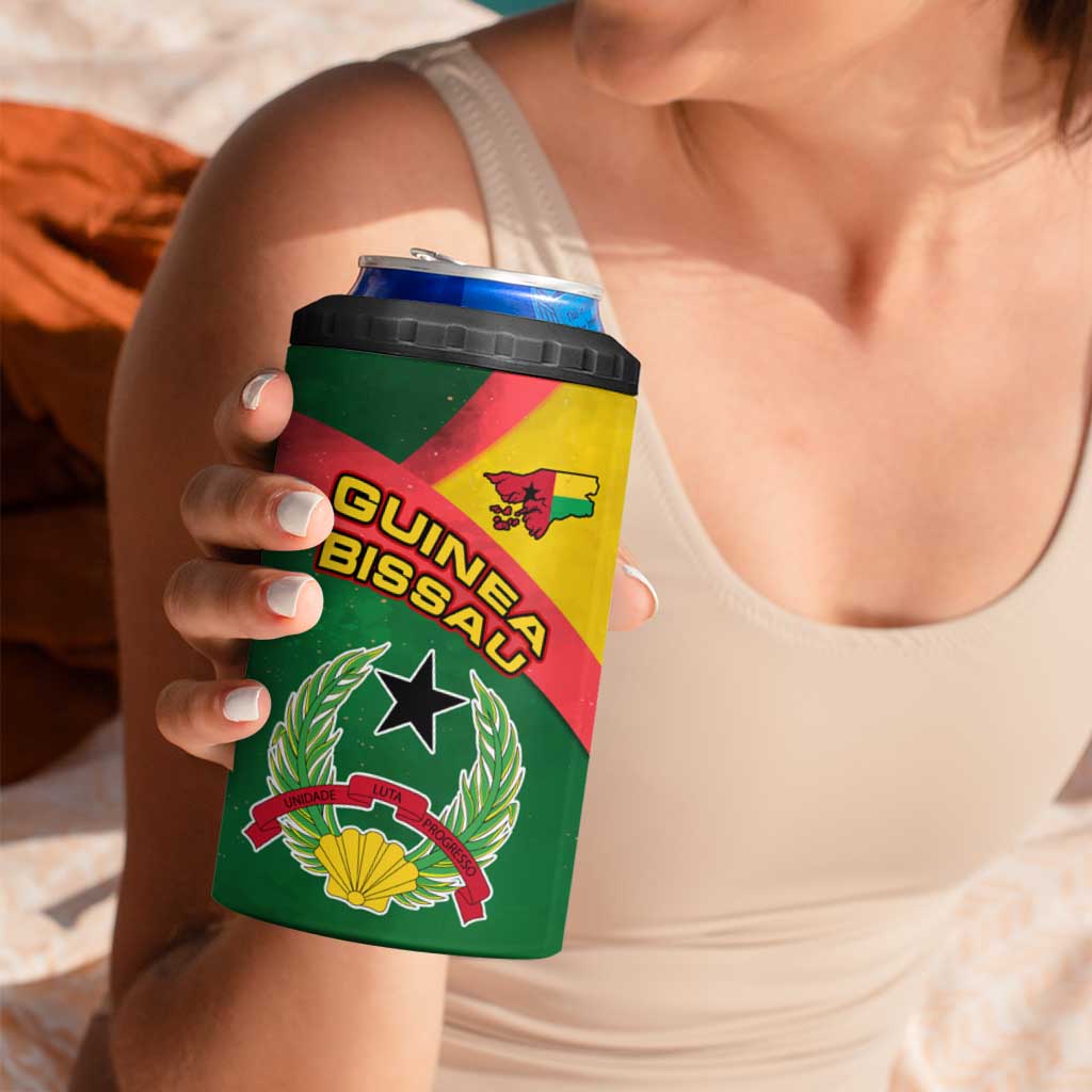 Guinea Bissau 4 in 1 Can Cooler Tumbler with Green Yellow Red Swirl Design - Wonder Print Shop