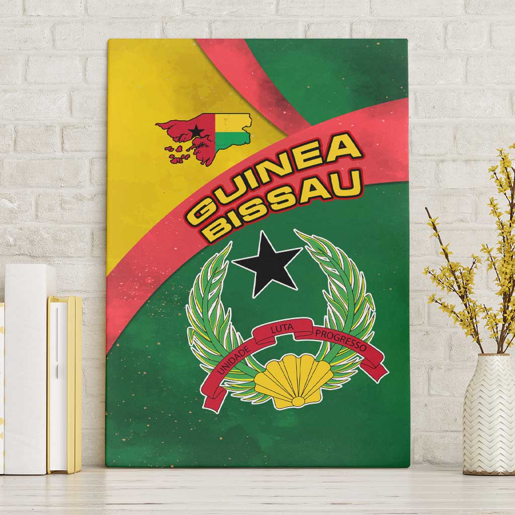 Guinea Bissau Canvas Wall Art with Green Yellow Red Swirl Design - Wonder Print Shop