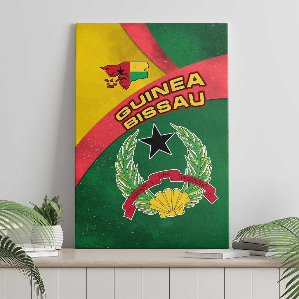 Guinea Bissau Canvas Wall Art with Green Yellow Red Swirl Design - Wonder Print Shop