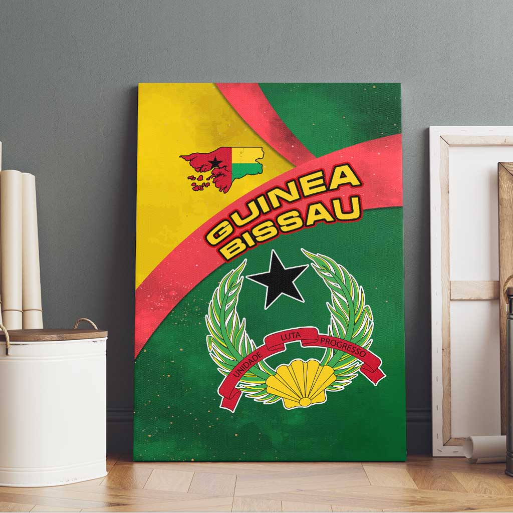Guinea Bissau Canvas Wall Art with Green Yellow Red Swirl Design - Wonder Print Shop