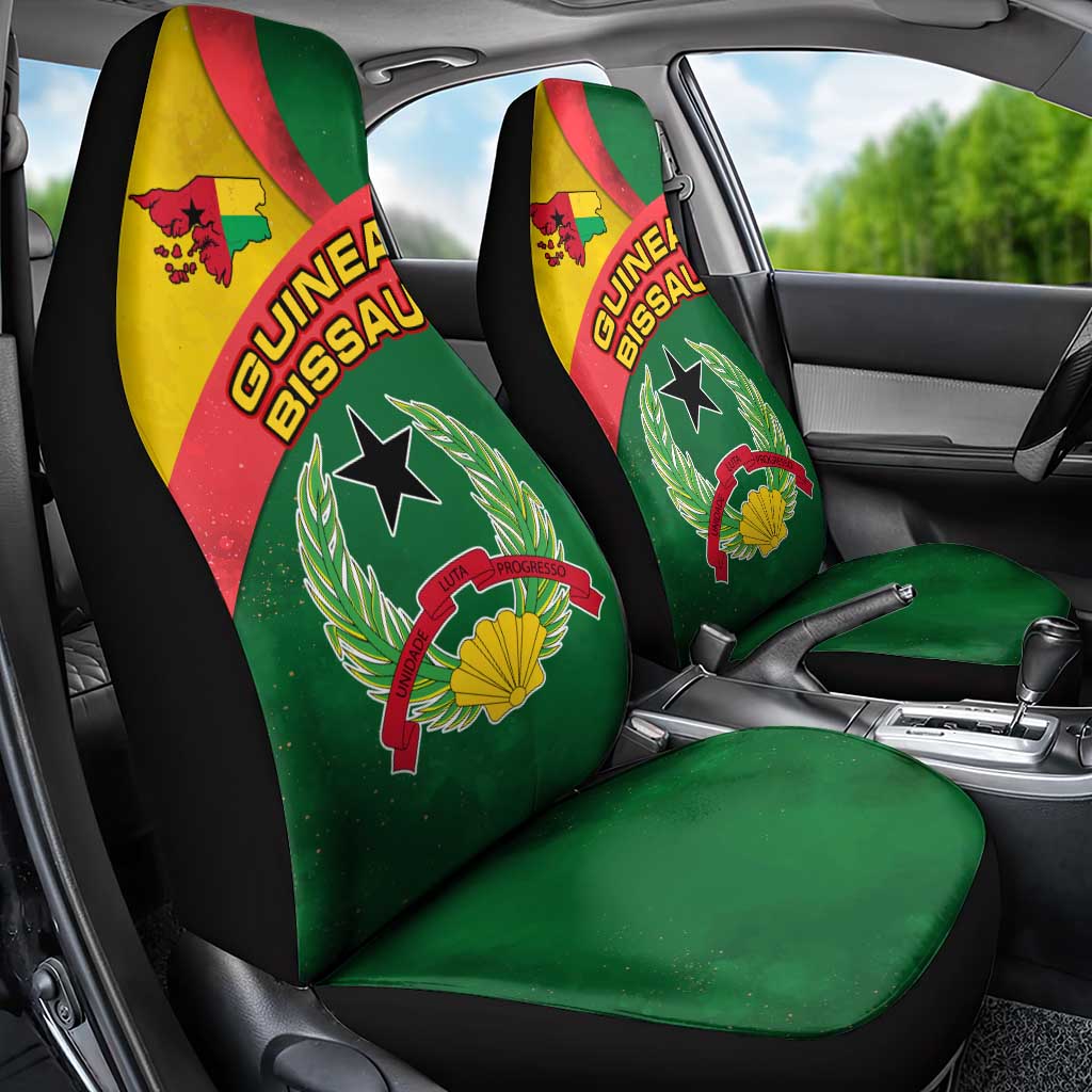 Guinea Bissau Car Seat Cover with Green Yellow Red Swirl Design - Wonder Print Shop