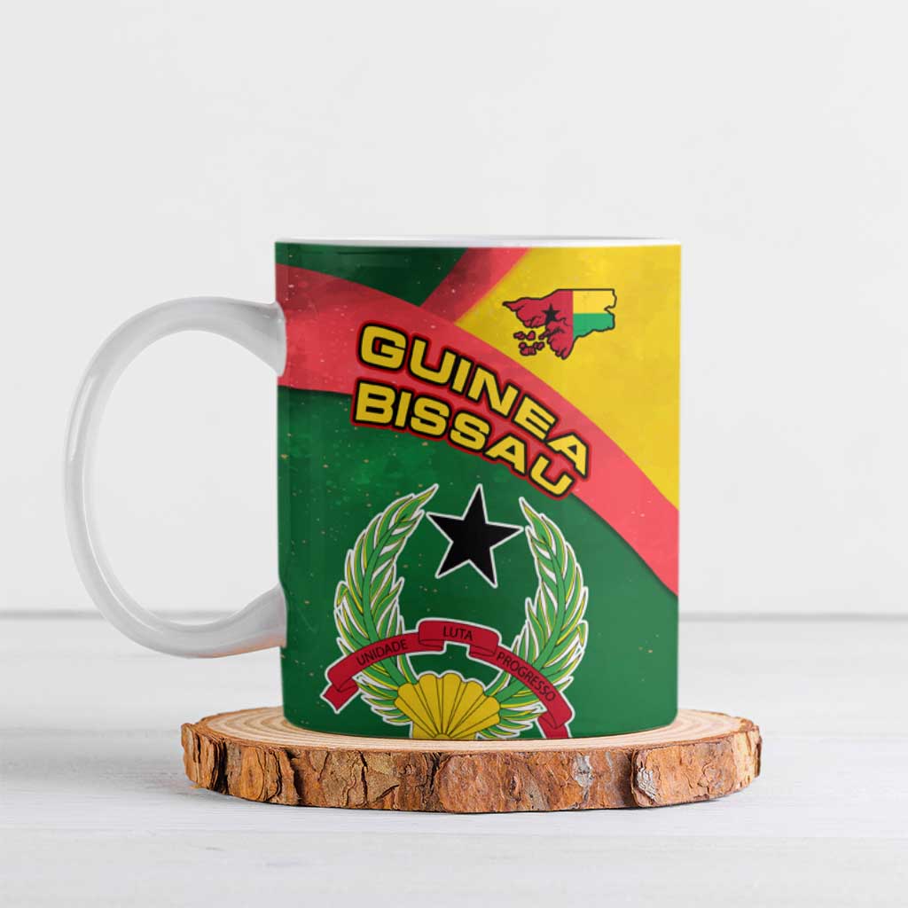 Guinea Bissau Ceramic Mug with Green Yellow Red Swirl Design - Wonder Print Shop