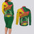 Guinea Bissau Couples Matching Long Sleeve Bodycon Dress and Long Sleeve Button Shirt with Green Yellow Red Swirl Design - Wonder Print Shop