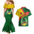 Guinea Bissau Couples Matching Mermaid Dress and Hawaiian Shirt with Green Yellow Red Swirl Design - Wonder Print Shop
