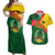 Guinea Bissau Couples Matching Off Shoulder Maxi Dress and Hawaiian Shirt with Green Yellow Red Swirl Design - Wonder Print Shop