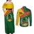 Guinea Bissau Couples Matching Off Shoulder Maxi Dress and Long Sleeve Button Shirt with Green Yellow Red Swirl Design - Wonder Print Shop