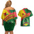 Guinea Bissau Couples Matching Off Shoulder Short Dress and Hawaiian Shirt with Green Yellow Red Swirl Design - Wonder Print Shop