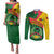 Guinea Bissau Couples Matching Puletasi and Long Sleeve Button Shirt with Green Yellow Red Swirl Design - Wonder Print Shop