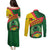 Guinea Bissau Couples Matching Puletasi and Long Sleeve Button Shirt with Green Yellow Red Swirl Design - Wonder Print Shop