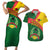 Guinea Bissau Couples Matching Short Sleeve Bodycon Dress and Hawaiian Shirt with Green Yellow Red Swirl Design - Wonder Print Shop