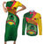 Guinea Bissau Couples Matching Short Sleeve Bodycon Dress and Long Sleeve Button Shirt with Green Yellow Red Swirl Design - Wonder Print Shop