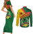 Guinea Bissau Couples Matching Short Sleeve Bodycon Dress and Long Sleeve Button Shirt with Green Yellow Red Swirl Design - Wonder Print Shop