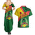 Guinea Bissau Couples Matching Summer Maxi Dress and Hawaiian Shirt with Green Yellow Red Swirl Design - Wonder Print Shop