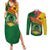 Guinea Bissau Couples Matching Summer Maxi Dress and Long Sleeve Button Shirt with Green Yellow Red Swirl Design - Wonder Print Shop