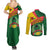 Guinea Bissau Couples Matching Summer Maxi Dress and Long Sleeve Button Shirt with Green Yellow Red Swirl Design - Wonder Print Shop