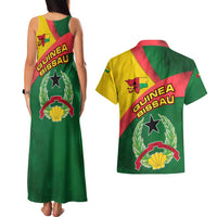 Guinea Bissau Couples Matching Tank Maxi Dress and Hawaiian Shirt with Green Yellow Red Swirl Design - Wonder Print Shop