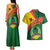 Guinea Bissau Couples Matching Tank Maxi Dress and Hawaiian Shirt with Green Yellow Red Swirl Design - Wonder Print Shop