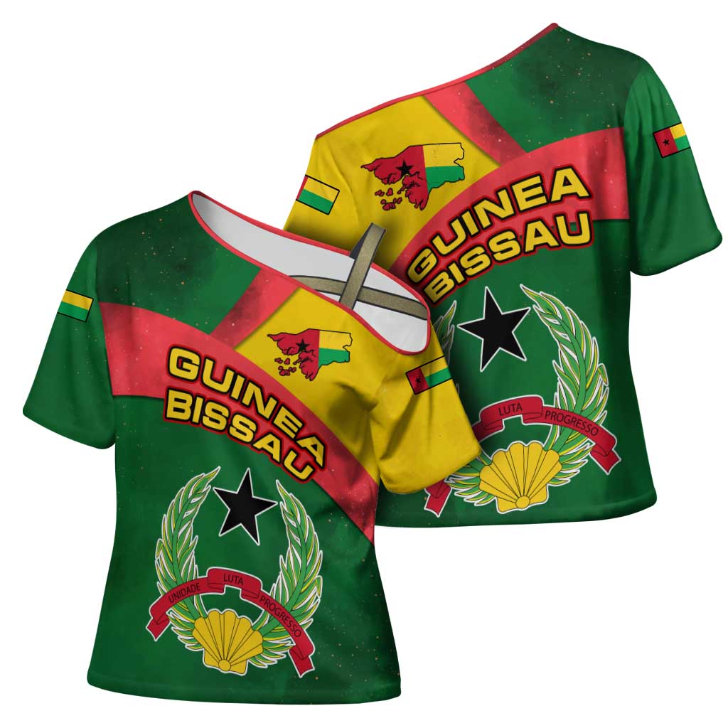 Guinea Bissau Cross Shoulder Shirt with Green Yellow Red Swirl Design - Wonder Print Shop