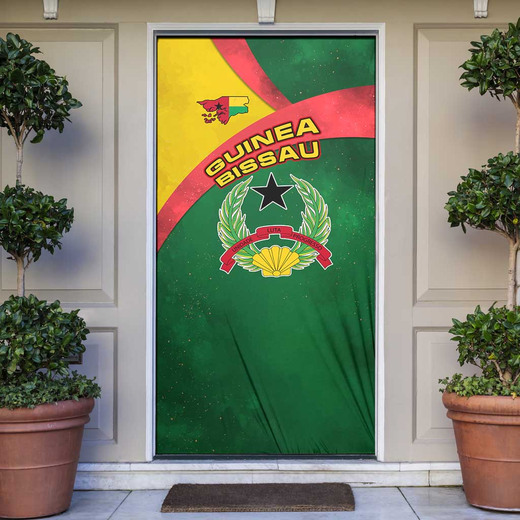 Guinea Bissau Door Cover with Green Yellow Red Swirl Design - Wonder Print Shop