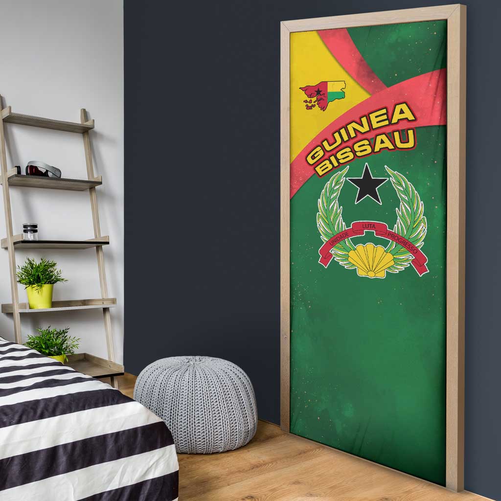 Guinea Bissau Door Cover with Green Yellow Red Swirl Design - Wonder Print Shop