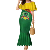 Guinea Bissau Family Matching Mermaid Dress and Hawaiian Shirt with Green Yellow Red Swirl Design - Wonder Print Shop