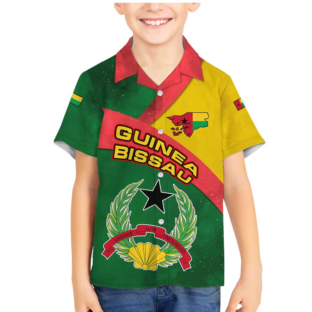 Guinea Bissau Family Matching Mermaid Dress and Hawaiian Shirt with Green Yellow Red Swirl Design - Wonder Print Shop