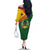 Guinea Bissau Family Matching Off The Shoulder Long Sleeve Dress and Hawaiian Shirt with Green Yellow Red Swirl Design - Wonder Print Shop