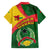 Guinea Bissau Family Matching Off Shoulder Maxi Dress and Hawaiian Shirt with Green Yellow Red Swirl Design - Wonder Print Shop