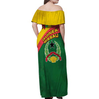 Guinea Bissau Family Matching Off Shoulder Maxi Dress and Hawaiian Shirt with Green Yellow Red Swirl Design - Wonder Print Shop