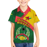 Guinea Bissau Family Matching Off Shoulder Maxi Dress and Hawaiian Shirt with Green Yellow Red Swirl Design - Wonder Print Shop