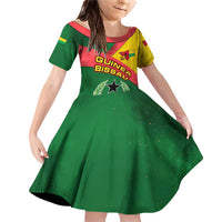 Guinea Bissau Family Matching Off Shoulder Short Dress and Hawaiian Shirt with Green Yellow Red Swirl Design - Wonder Print Shop