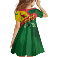 Guinea Bissau Family Matching Off Shoulder Short Dress and Hawaiian Shirt with Green Yellow Red Swirl Design - Wonder Print Shop