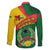 Guinea Bissau Family Matching Off Shoulder Short Dress and Hawaiian Shirt with Green Yellow Red Swirl Design - Wonder Print Shop