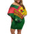 Guinea Bissau Family Matching Off Shoulder Short Dress and Hawaiian Shirt with Green Yellow Red Swirl Design - Wonder Print Shop