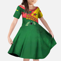 Guinea Bissau Family Matching Puletasi and Hawaiian Shirt with Green Yellow Red Swirl Design - Wonder Print Shop