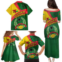 Guinea Bissau Family Matching Puletasi and Hawaiian Shirt with Green Yellow Red Swirl Design - Wonder Print Shop